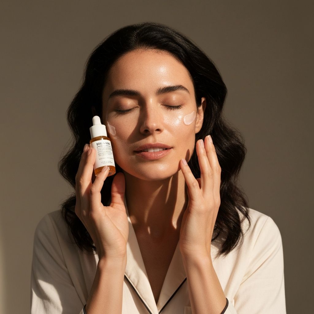 Woman applying skincare
